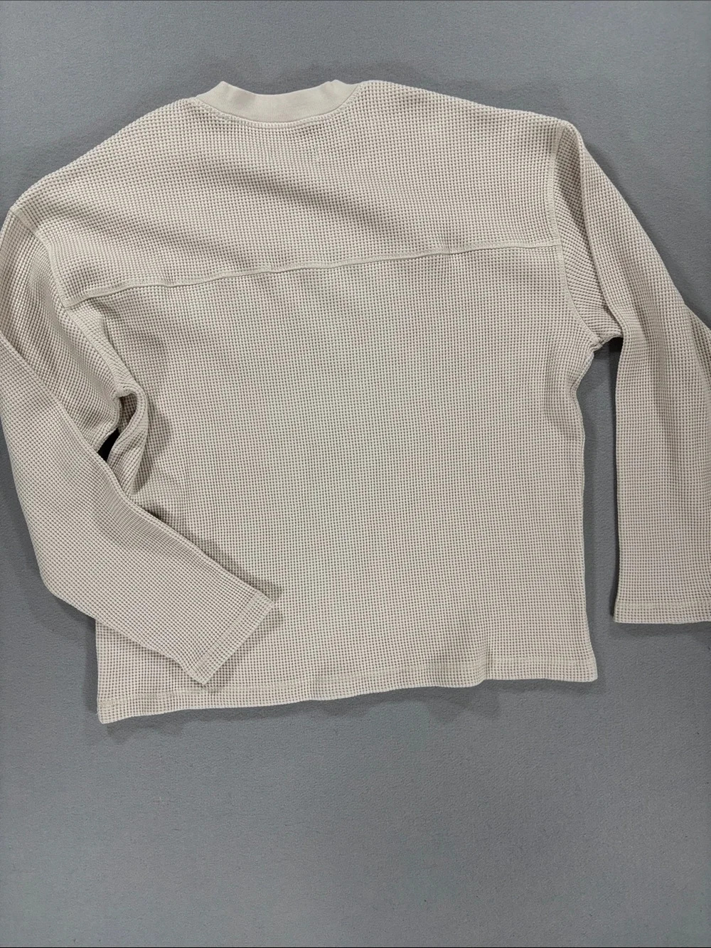 AllSaints Men’s Smoke White Waffle Crewneck Sweater M